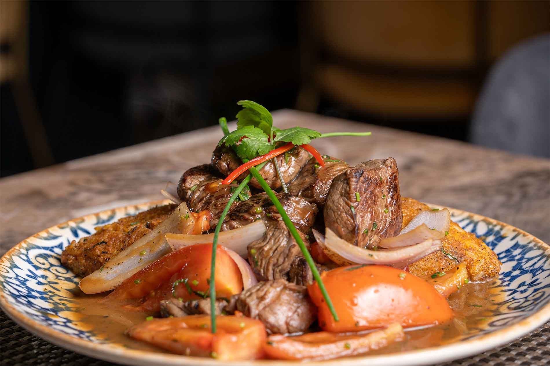 A plated Peruvian dish at Cevichino